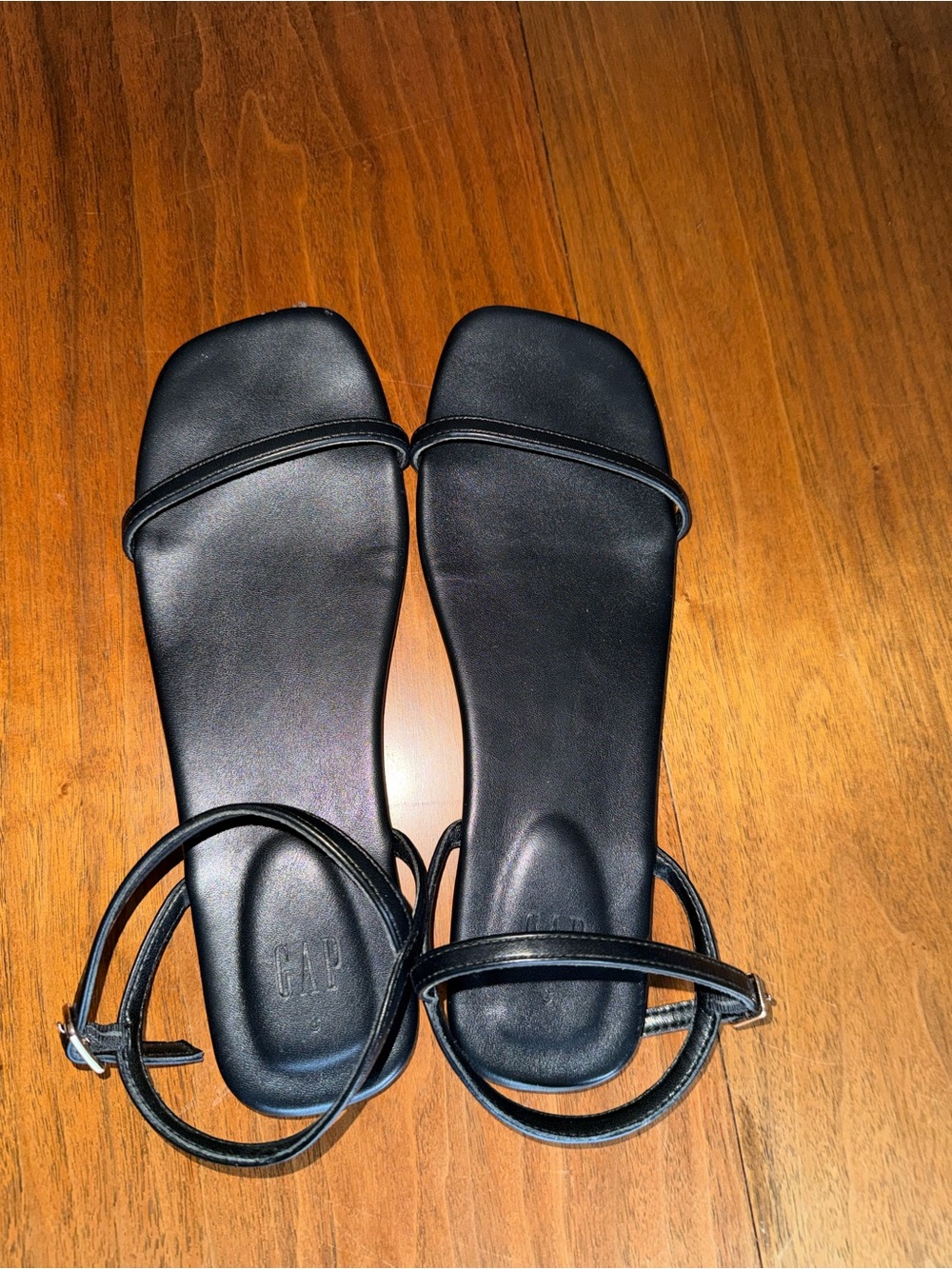 Black Women's Square-Toe Ankle-Strap Vegan Sandals